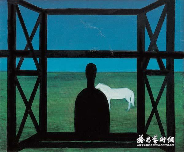 王心耀《现实与选择》 布面油画 40×50cm 1986年