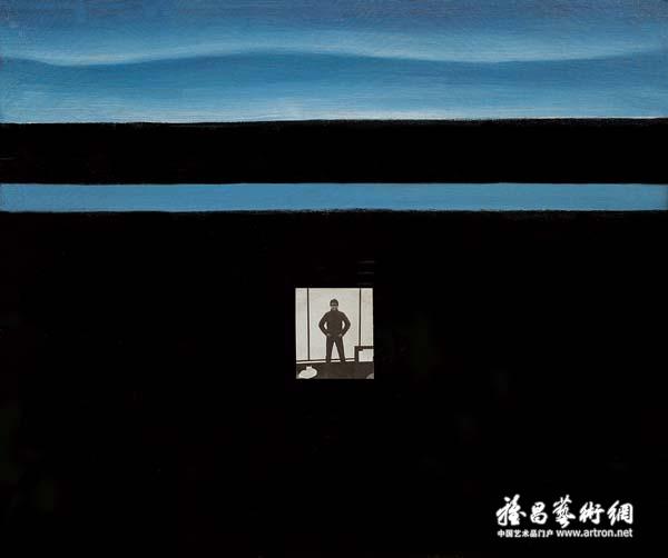 王心耀《凝神于北纬40°线的思考》 布面油画 40×50cm 1986年