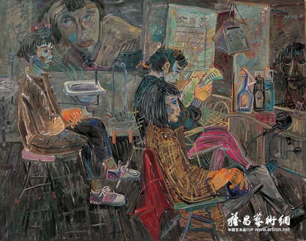 申玲《发廊系列》 油画 150×190cm 1990年