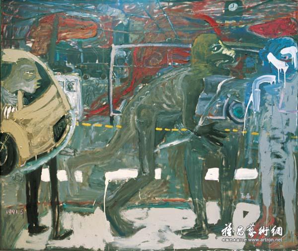 王玉平《空气污染》 油画 190×220cm 1990年