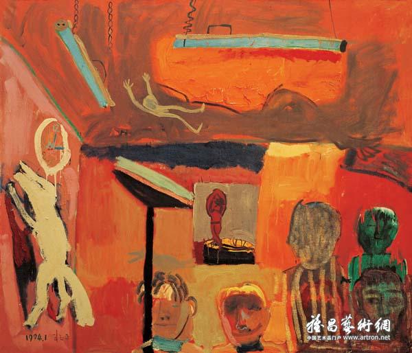 王玉平《日光灯》 油画 190×220cm 1990年