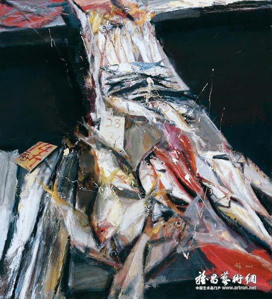 杨参军《香江鱼市 155x145cm 2007