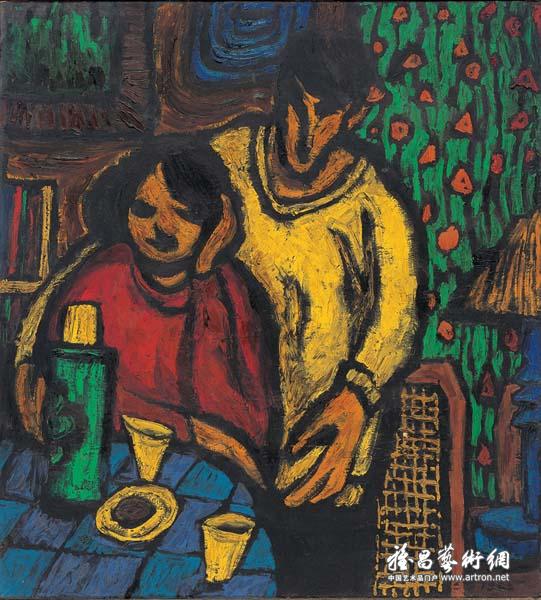 宋红《情侣》 木板油画 87x64cm 1982