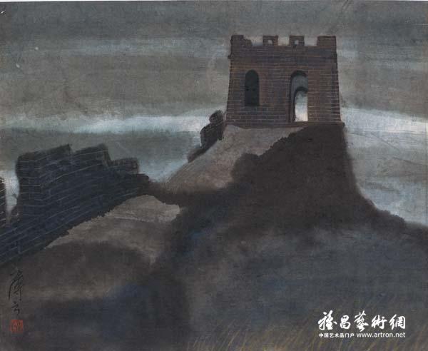 薄云《啊，长城》 纸本设色 52.5x64.5cm 1979