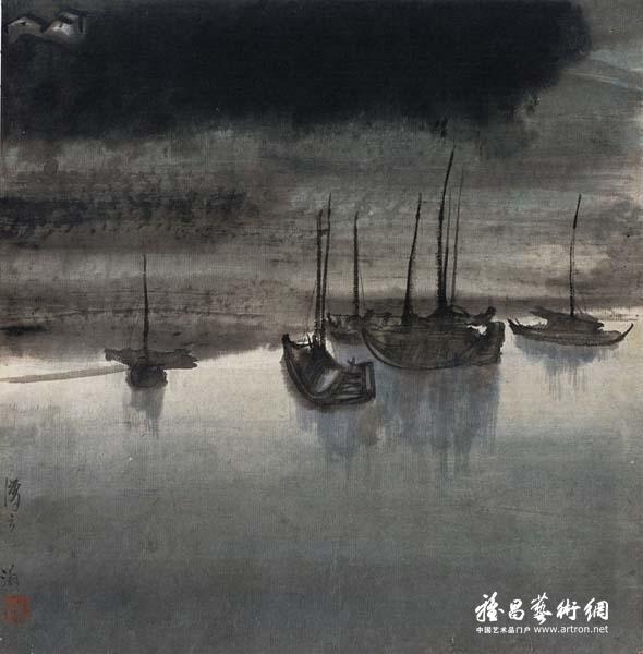 薄云《泊》 纸本设色 51x52cm 1979