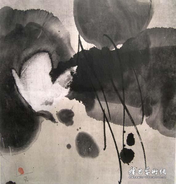 毛栗子《荷》 水墨、珂罗版印刷 42x44cm 1982