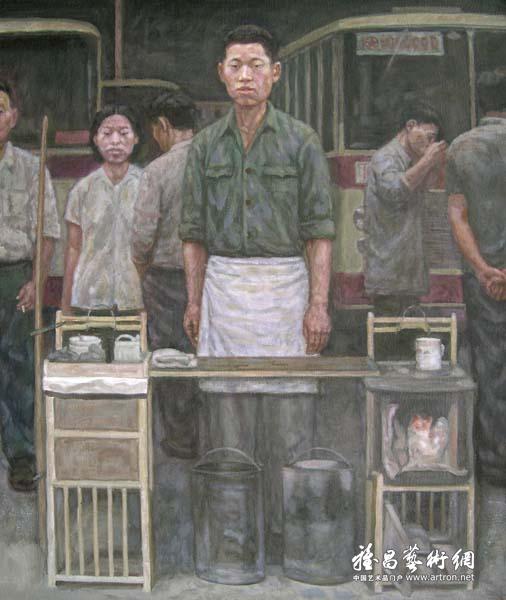 杨益平《卖馄钝》 布面油画 66x56cm 1984